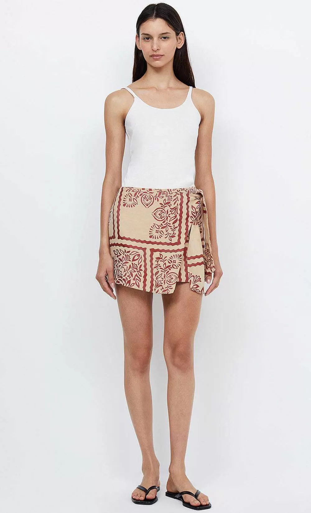 Women BEC + BRIDGE Skirts-Palm Bliss Wrap Mini Skirt